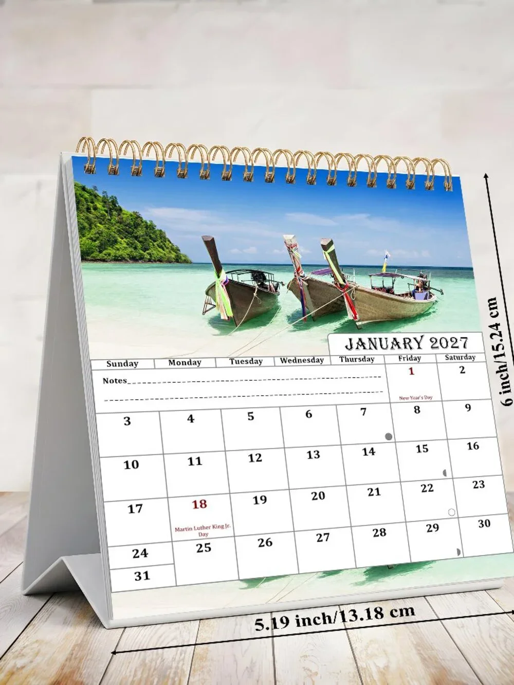 2027-12 Months Desk Calendar Desktop Planner with To-Do List (Beaches))